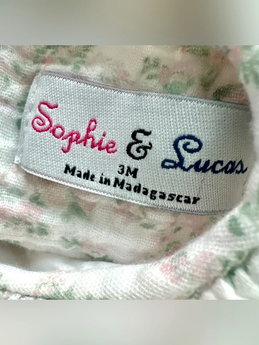 Sophie & Lucas girl's floral dress with ties at the back.  Size 3M.